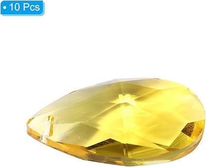 PATIKIL K9 Crystal Pendants Teardrop Beads, 10 Pack 38mm Chandelier Prisms Parts Hanging Beads DIY Lamp for Arts Crafts Decoration, Golden