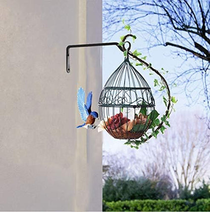 AILIN YELOKIE 12" Plant Hangers 6-Pack - Heavy Duty Rust-Resistant Steel Hooks for Bird Feeders, Indoor/Outdoor Plants & Wall Decor, Black