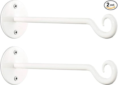 Monarch Abode Plant Hangers – Wall Mount Plant Hooks for Hanging Baskets, 7.5 Inch Metal White Fence Wall Plants Hanger for Outdoor Indoor, Flower Pot, Bird Feeder, Wind Chime Bracket, 2 Pack