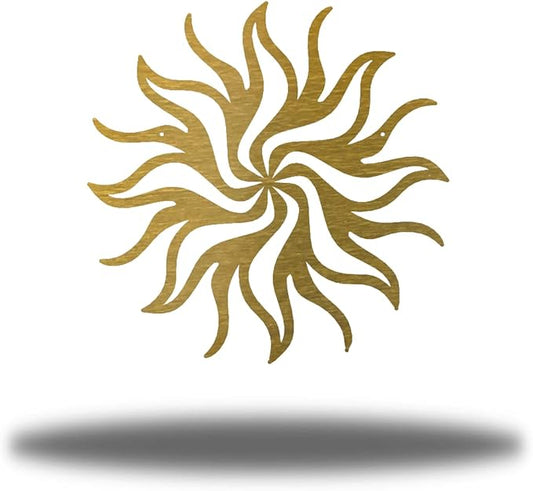 Riverside Designs Tribal Sun Metal Wall Art Steel Decor (Gold, 12" L x 12" W)