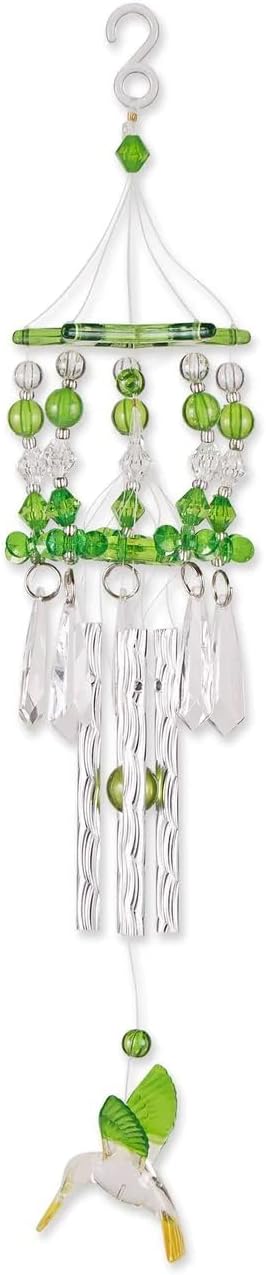 Gifts & Decor Leafy Green Hummingbirds Acrylic and Metal Wind Chime
