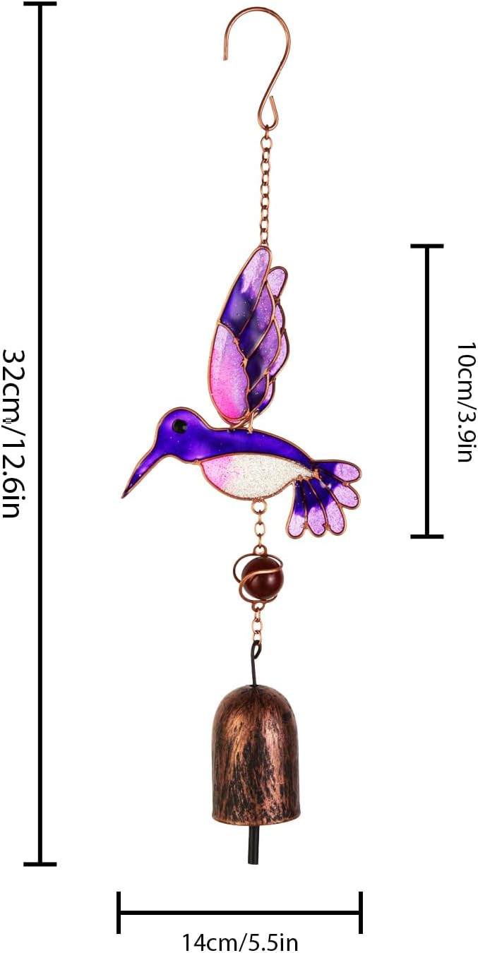 Wind Chimes Outdoor Hummingbird Metal Pendant Windchimes Decor with Hook for Outside Home Patio Garden Decoration Gifts for Mom Grandma Sisters