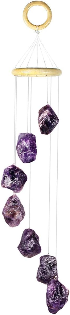 Nupuyai Wind Chimes - Unique Raw Stones Wind Chimes for Indoor Outdoor, Healing Stone Windchime Hanging Ornament for Home Garden, 17.7-21.7'', Amethyst
