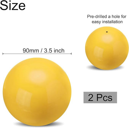 uxcell 2 Pcs Gazing Globe Decor Ball 3.5 Inch 90mm Reflective Garden Sphere Hollow Ball, Seamless Stainless Steel Gazing Ball, Smooth Mirror Globe for Garden Home Decor, Bright Yellow