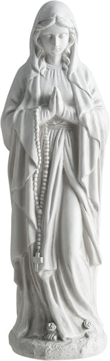 Giantex Virgin Mary Praying Statue 29.5", Blessed Mother Outdoor Religious Statue with Rosary Beads, Weather-Resistant MgO Catholic Yard Decor for Lawn, Patio, Prayer Garden & Memorial, Off White