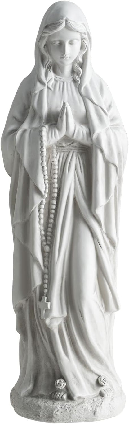 Giantex Virgin Mary Praying Statue 29.5", Blessed Mother Outdoor Religious Statue with Rosary Beads, Weather-Resistant MgO Catholic Yard Decor for Lawn, Patio, Prayer Garden & Memorial, Off White