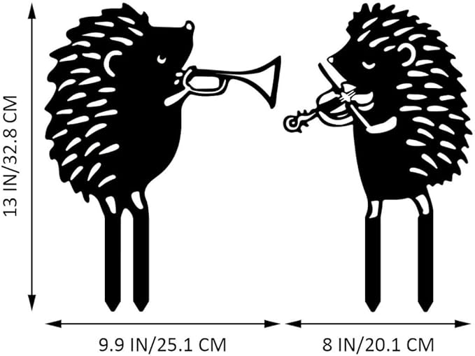 Metal Garden Stake Decor, Acrylic 2D Garden Decoration, Garden Accessories for Outdoor Indoor Yard Lawn Pot Plants (2PCS-Hedgehog)