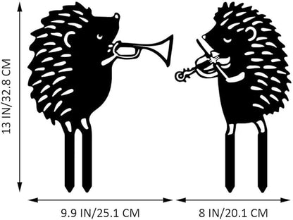 Metal Garden Stake Decor, Acrylic 2D Garden Decoration, Garden Accessories for Outdoor Indoor Yard Lawn Pot Plants (2PCS-Hedgehog)