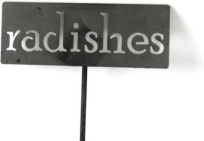 Classic Metal Garden Markers 19 Inches Tall (radishes, Raw, Unfinished Steel (will rust with time))