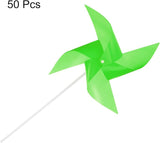 HARFINGTON 50pcs Windmills for The Yard Garden 17" x 11" 4 Leaves Pinwheels Wind Mills Spinners Windproof Waterproof Bird Devices with Stakes for Patio Decor, Green