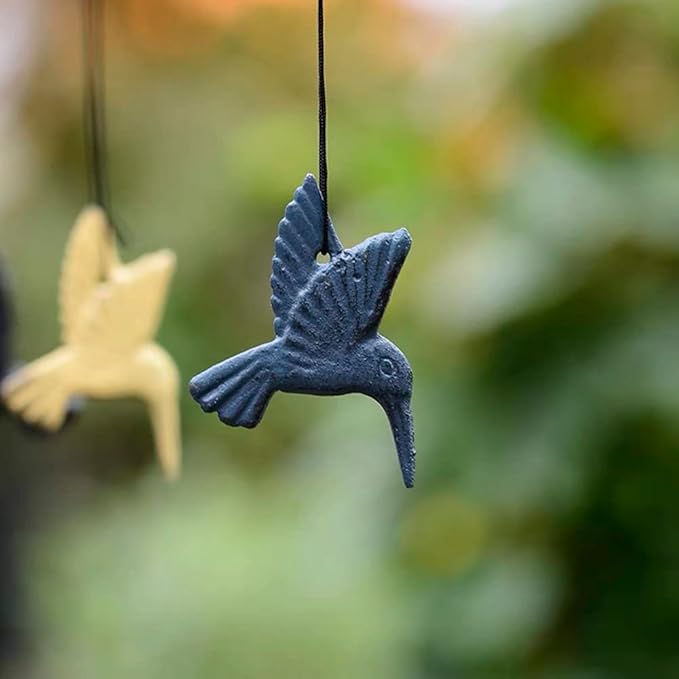 1 pc Japanese Traditional Hummingbird Wind Chimes for Outside, Iwachu Cast Iron Bless Temple Wind Bell Memorial Wind Chimes Outdoor or Indoor for Good Luck Garden, Patio, Balcony（Green Hummingbird