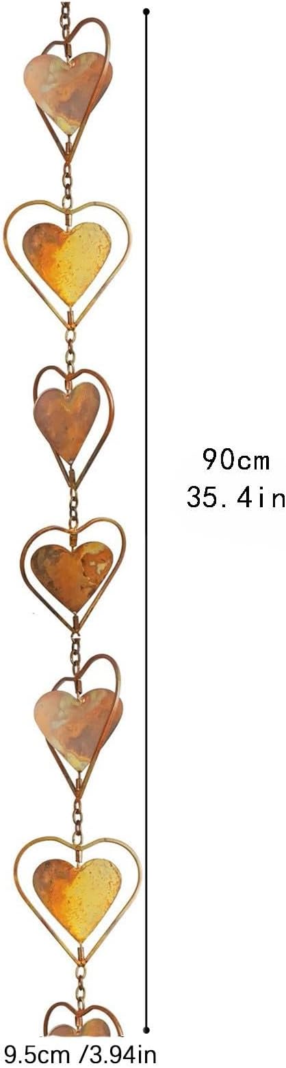 Rain Water Catcher Rainwater Chains Home Decor for Gutter Functional Replace Rain Gutter Drain Rain Chains for Divert Water Sheds Awnings, Heart