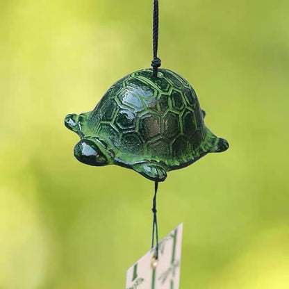 Japanese Traditional Small Wind Chimes for Outside, Iwachu Cast Iron Bless Temple Wind Bell Memorial and Sympathy Wind Chimes Outdoor or Indoor for Good Luck Garden, Tortoise
