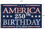 250 Years Of Freedom Blue Flags 6X10Ft, 250th Birthday Flag, Men Women Banner,Vibrant Colors, Double Stitched with 2 Brass Grommets, Bar Garden Street Decoration, GYM, Office Decor,Indoor Outdoor Use,Gifts. (Blue, 6x10ft)
