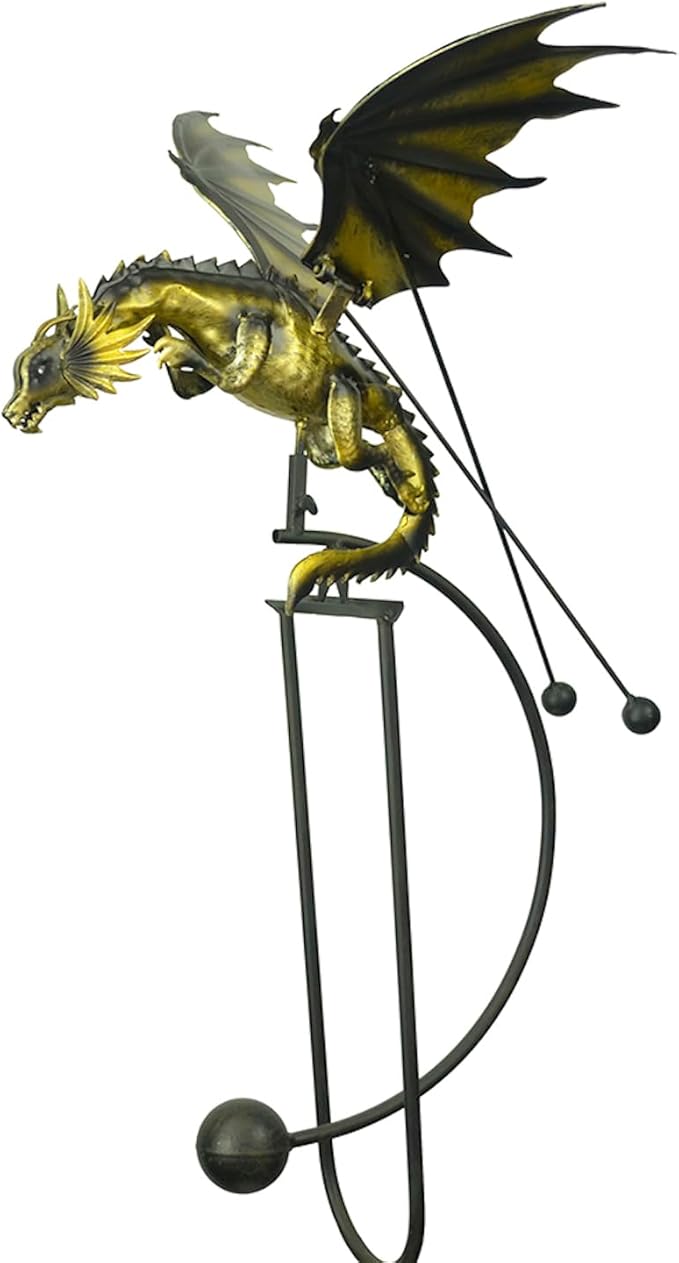 Red Carpet Studios Garden Stake Metal Rocker Gardening Yard Art, 51.25" Tall, Dragon