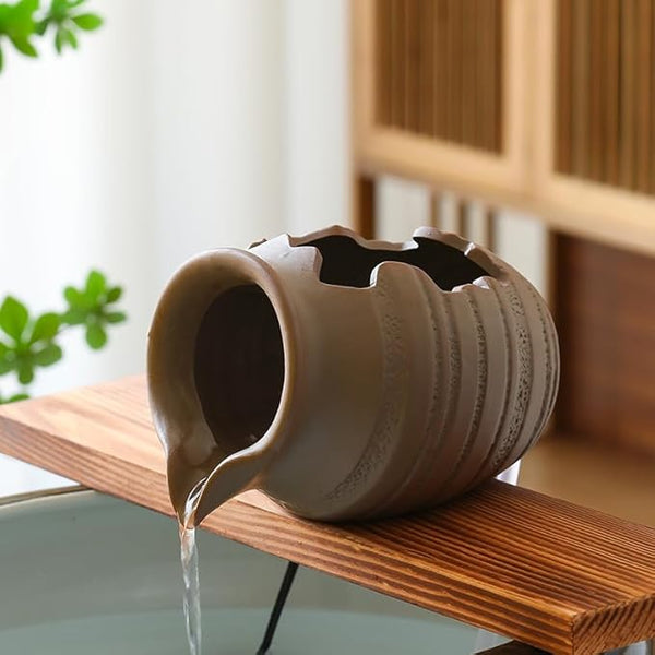 Outdoor Garden Fountain Spitter Pond Water Feature Pump DIY Ceramic Pot Decoration (9.8 inch Color 1)