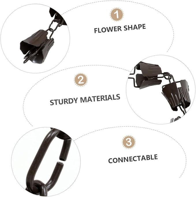 Abaodam 1M Chain for Gutter Decorative Copper Downspout Rain Chain with Unique Flower Design Durable Art Rain Chain for Efficient Rainwater Collection