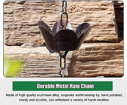 Decorative Rain Chains Waterfall, Rain Catcher Chain Copper, 2.4m/2.6m/2.8m/3.2m Aluminum Rain Chains for Gutters, Outside Water Diverter Rain Guide Chain for Patio Porch (2m/6.5ft)