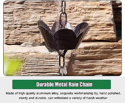 Decorative Rain Chains Waterfall, Rain Catcher Chain Copper, 2.4m/2.6m/2.8m/3.2m Aluminum Rain Chains for Gutters, Outside Water Diverter Rain Guide Chain for Patio Porch (2.4m/7.8 ft)