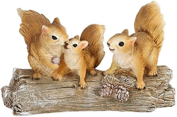 The Bridge Collection Family of Squirrels on a Log Figurine - Rustic Resin Tabletop Decorative Squirrel Statue - Cute Garden Squirrel Decor for Cabin, Country, Cottage Home Decor
