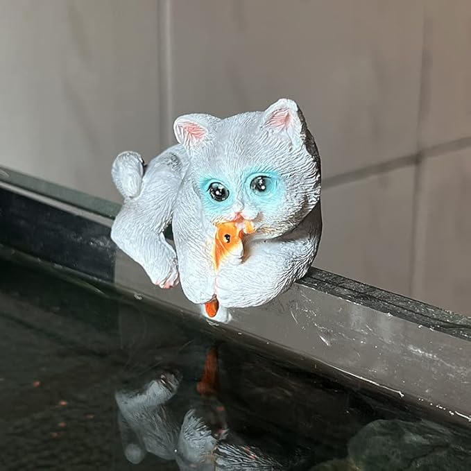 3 Pcs Resin Hanging Cat Figurines Planter Pot Hanger Miniature Fairy Garden Terrarium Edge Decor Flower Pot and Vase Hugger Hanging Animals Ornaments for Patio, Yard, Balcony