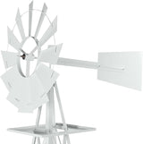 Metal Windmill for Garden Yard Decor, 8ft Tall Windmill Pinwheels Outdoor with Spinning Blades, Weather Vanes Lawn Ornaments, Weather-Resistant, White