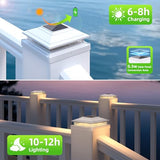 Solar Post Cap Lights 12-Pack - 4x4/5x5/6x6 Warm & Cool White