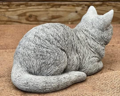 Cute Laying Kitty Resting Cat Statue Sleeping Cat Figurine Pet Memorial Stone Cat Concrete Garden