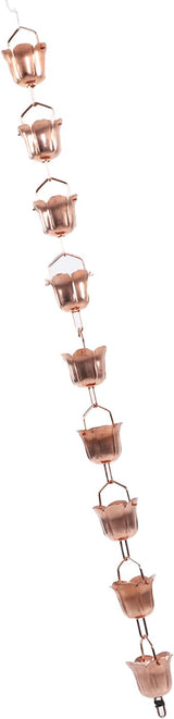 Fabater Rain Chain, 9 Cups 39.37in Easy Installation Customizable Length Copper, Decorative Rain Chain, Gutter Water Diverter with Anchors for Outdoor Garden Yard Decor