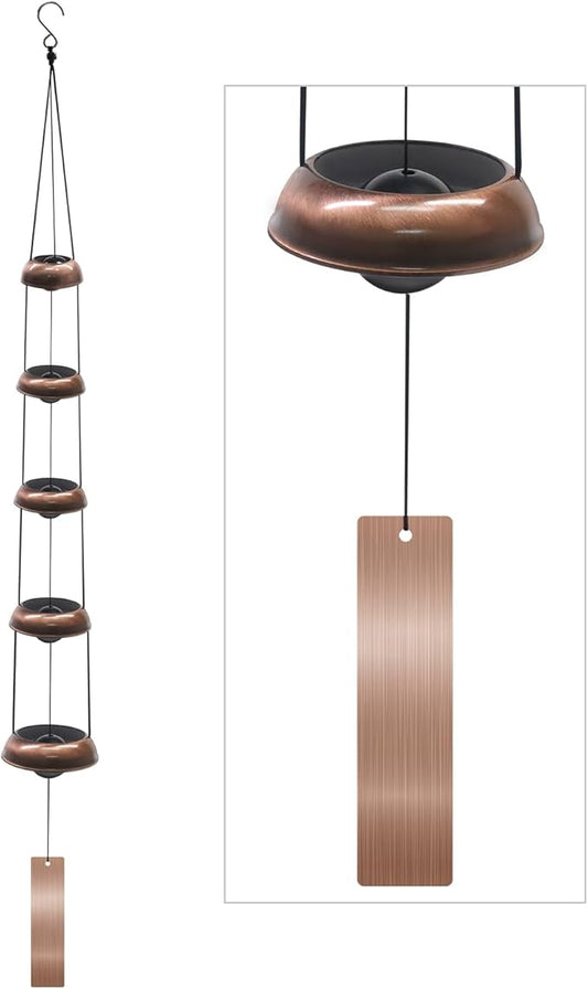 SumDirect Wind Chimes for Outside, Temple Windchimes with 5 Red Copper Bells, Feng Shui Decor for Patio Lawn Garden Home & Outdoor Art (Temples)