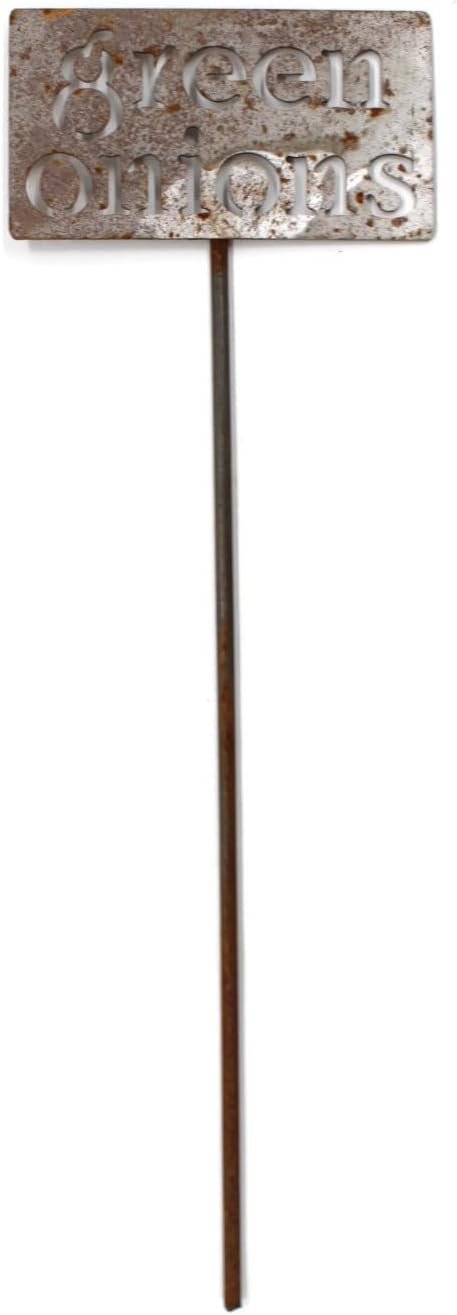 Classic Metal Garden Markers 19 Inches Tall (green onions, Naturally Rusted)