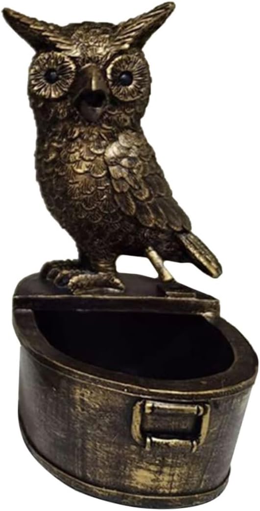 Happyyami Owl Fountain Statue for Garden Iron Outdoor Decorative Sculpture Fountain Nozzle Rustic Patio Ornament for Courtyard and Deck