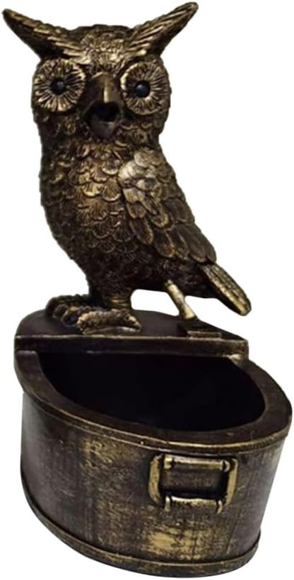 Happyyami Owl Fountain Statue for Garden Iron Outdoor Decorative Sculpture Fountain Nozzle Rustic Patio Ornament for Courtyard and Deck