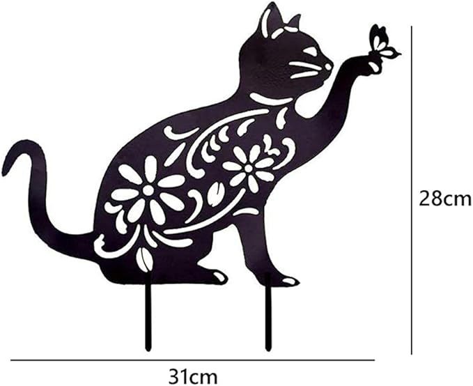 Zerodis Hollow Garden Statue Exquisite Black Cat Decoration for Bird Scaring Iron Garden Ornament for Outdoor Spaces