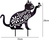 Zerodis Hollow Garden Statue Exquisite Black Cat Decoration for Bird Scaring Iron Garden Ornament for Outdoor Spaces