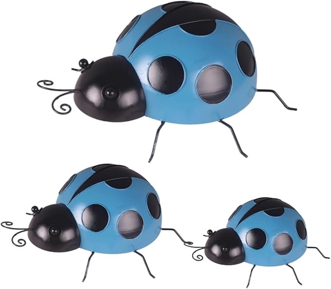 LIOOBO Simulated Ladybug Decors 3pcs Ladybug Garden Ornament Vibrant Colors for Home