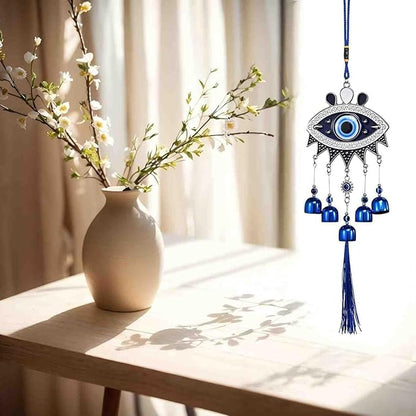 Creative Handmade Alloy Wind Chime Evil Eye Butterfly Sunflower Talisman Pendant Handmade Good Luck Charm, Car Kitchen Home Garden Patio Office (1pc Blue Eye)