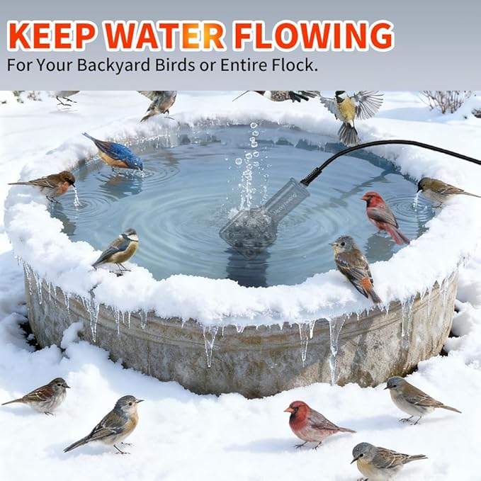120V 250W Pond De-Icer and Chicken Water Heater for Livestock Tank Heater, Featuring Power-Off Protection, Overheating Protection, GFCI Plug & 9.2FT UL Approved Cord