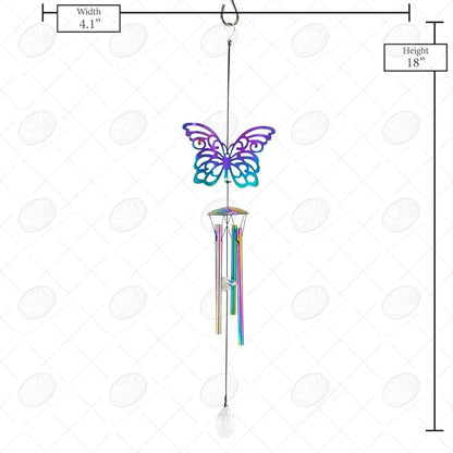Red Carpet Studios 10371 Iridescent Shadow Wind Chime, Purple Butterfly, 18 x 2