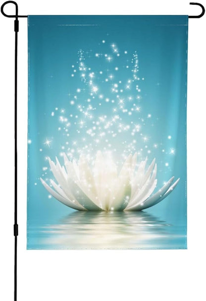 Lotus Flower Garden Flags,Sunmer Garden Flag for Outside/Outdoor Double Sided Hanging Decorations 12x18 Inch