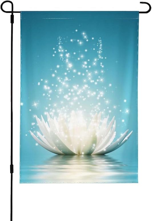 Lotus Flower Garden Flags,Sunmer Garden Flag for Outside/Outdoor Double Sided Hanging Decorations 12x18 Inch