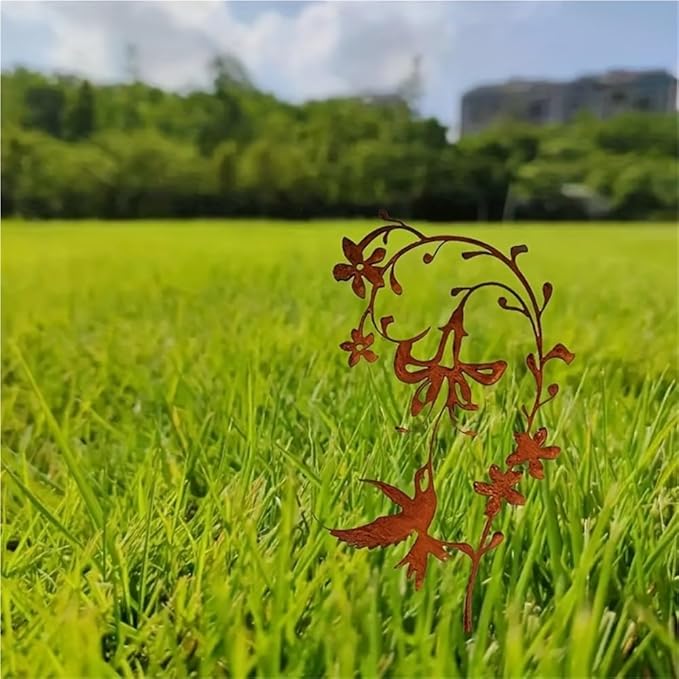 Metal Hollow Flower Garden Stake - Iron Outdoor Lawn Decoration with Intricate Floral Cut-Outs, Floor-Mounted Rust-Resistant Design for Wedding, Garden & Home Crafts - Nature-Inspired Decor