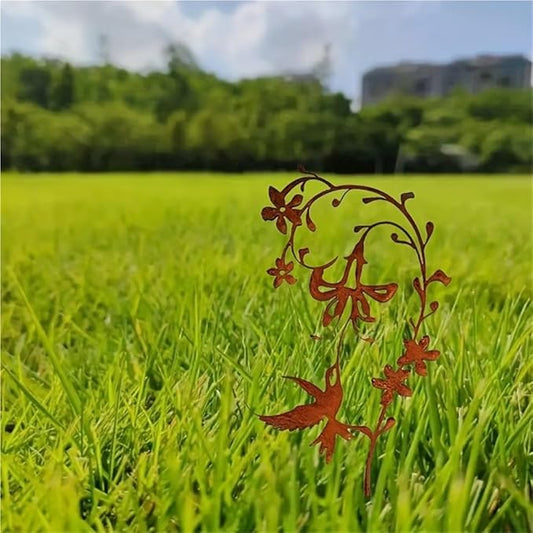 Metal Hollow Flower Garden Stake - Iron Outdoor Lawn Decoration with Intricate Floral Cut-Outs, Floor-Mounted Rust-Resistant Design for Wedding, Garden & Home Crafts - Nature-Inspired Decor
