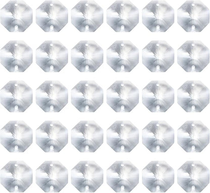 PATIKIL K9 Crystal Octagon Beads 2 Holes Pendants, 60 Pack 20mm Chandelier Prisms Parts Ornaments Hanging Beads for DIY Arts Crafts Decoration, Clear