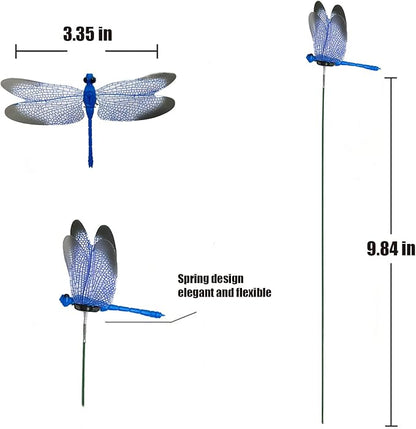 Tuxiaobu 12 Pcs Dragonfly Garden Decor Stakes - Fake Dragon Fly Floral Picks Cake Party Dragonflies Decorations - 3D Dragon Fly for Indoor Outdoor Flower Pot Thanksgiving Christmas Whimsical Gifts