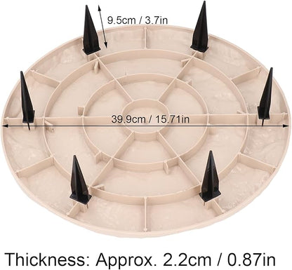 Bewinner 15.5” Circular Decorative Stepping Stones with Ground Stakes, Resin Material Stones for Outdoor Pathway Pavers Walkway Lawn Yard, (Creamy White)