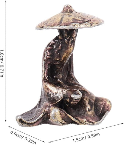 Toddmomy Miniature Chinese Ancient Figure Statue Copper Alloy Micro Landscape Figurine for Bonsai Terrarium Garden Decor Indoor Outdoor 0.70In