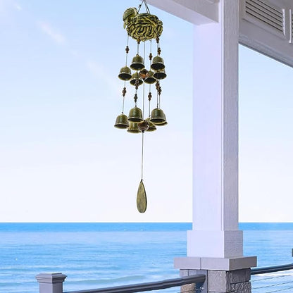 MrMrKura Bird Nest Wind Chime, Bird WindChimes with 12 Bells for Glory Mothers Love Gift Decorative Hanging Bells for Outdoor Garden Backyard Home Decor