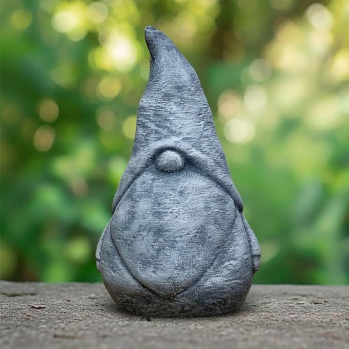 OLOMA Neutral Style Garden Gnome Statue Outdoor Heavy Stone Sculpture with Protective Resin Coating Weather Resistant Decorative Accent for Landscape Patio and Entryway