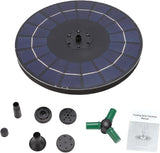 Generic Solar Fountain with RGB Lights, 23cm Glass Panel 1500mAh Rechargeable Battery 7 Nozzles 60cm Spray Height with 3 Suction Cups Color Changing LED for Bird Bath Pond Garden (6W Diameter 23CM)